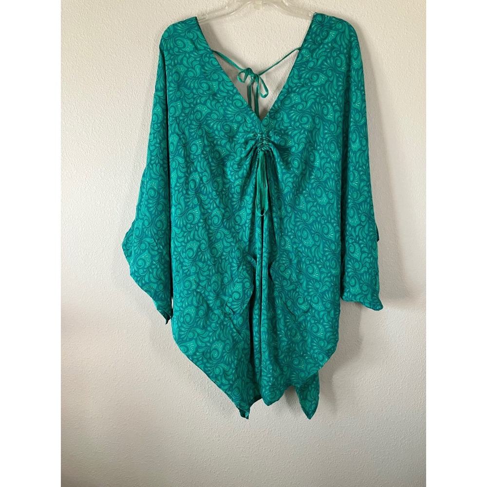 KANTHA BAE Moondance Muu Tunic OS Recycled Silk Crepe Floral Hippie Resort Boho
